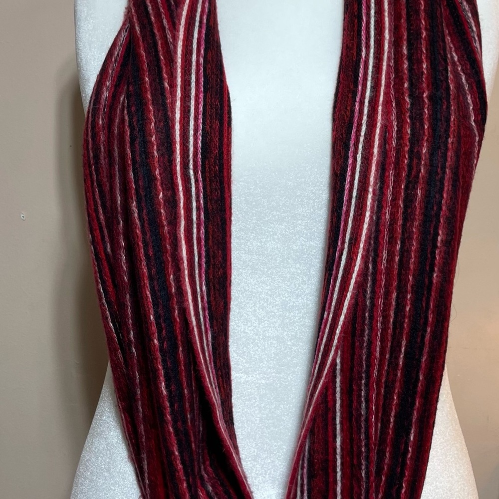 3/$10 Striped Red and Black Infinity Scarf